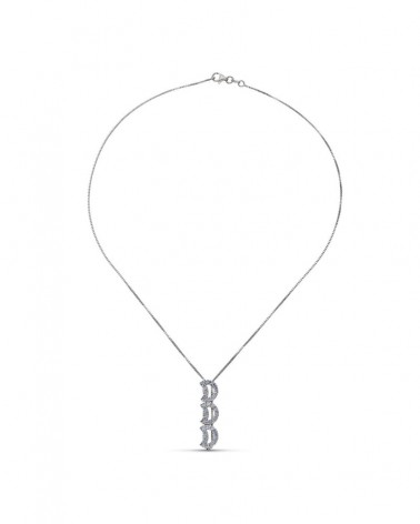 Gargantilla oro blanco 18k letras circonitas