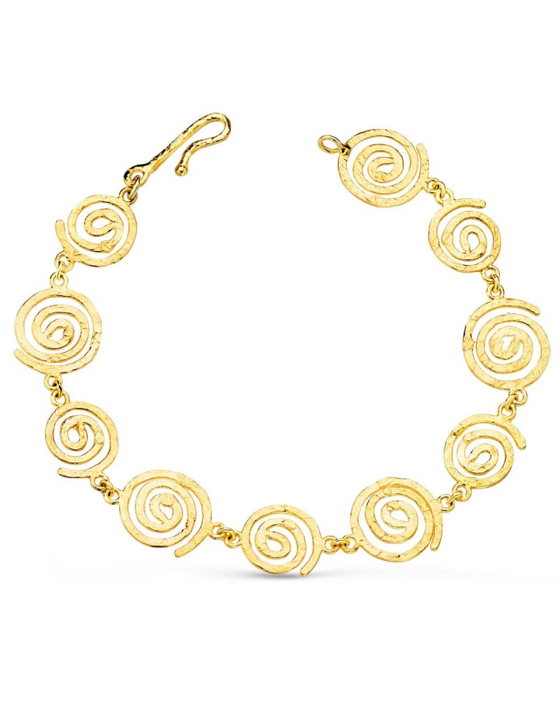Pulsera oro 18k espirales martilladas ancho 13mm