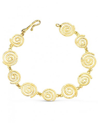 Pulsera oro 18k espirales martilladas ancho 13mm