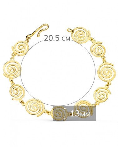 Pulsera oro 18k espirales martilladas ancho 13mm