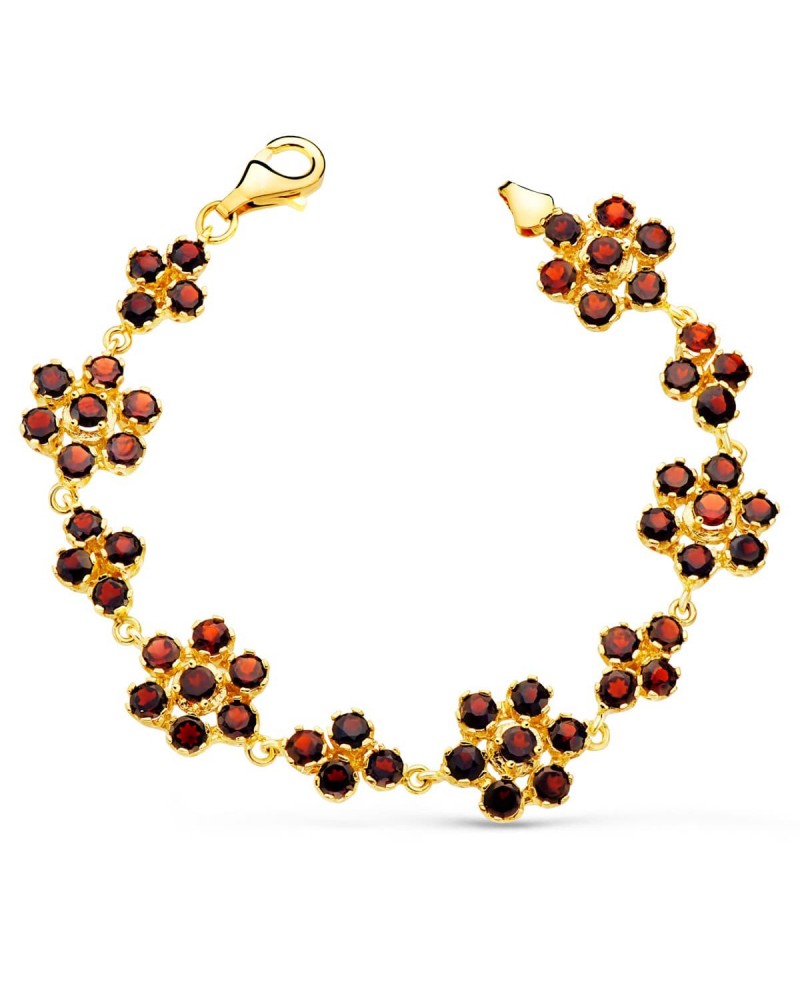 Pulsera oro 18k granates articulada 19,5cm