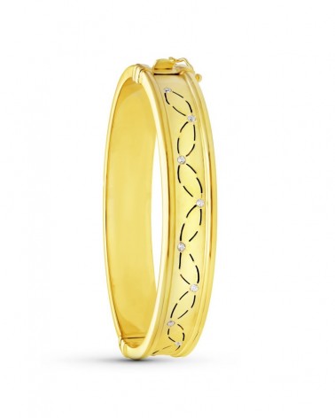 Pulsera oro 18k rígida circonita 12mm