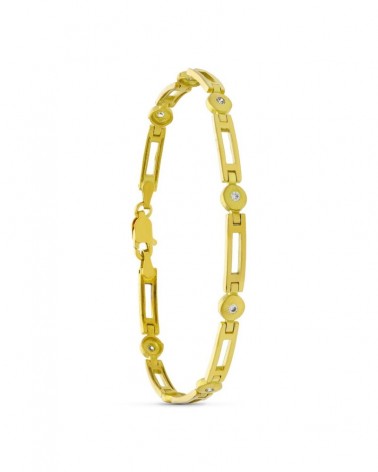 Pulsera oro 18k amarillo circonitas mate y brillo