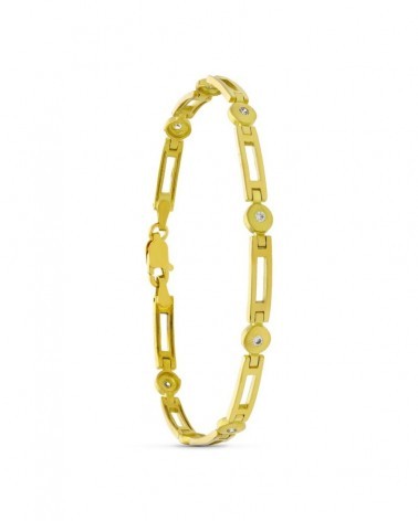 Pulsera oro 18k amarillo circonitas mate y brillo