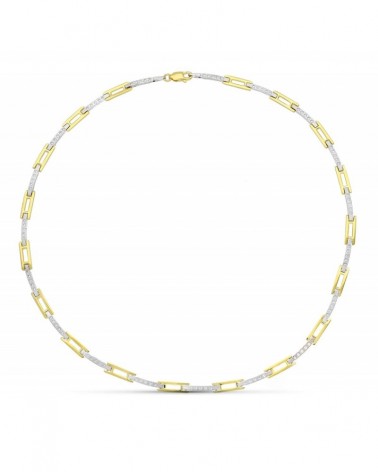 Gargantilla oro 18k bicolor circonita mate y brillo