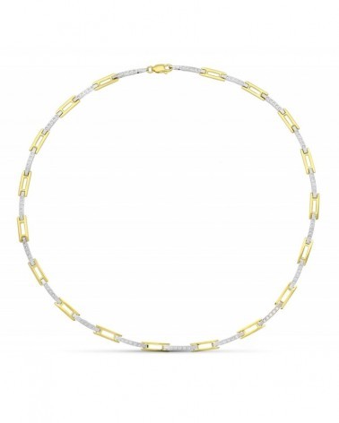 Gargantilla oro 18k bicolor circonita mate y brillo