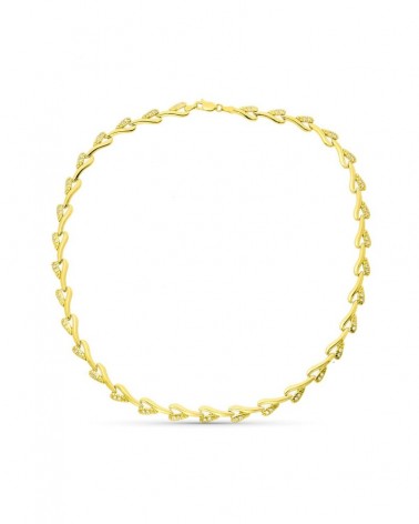 Gargantilla oro 18k amarillo diseño ondulado con circonitas