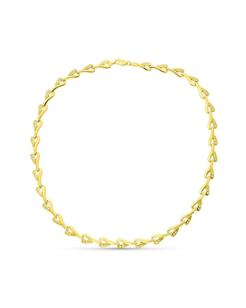 Gargantilla oro 18k amarillo diseño ondulado con circonitas
