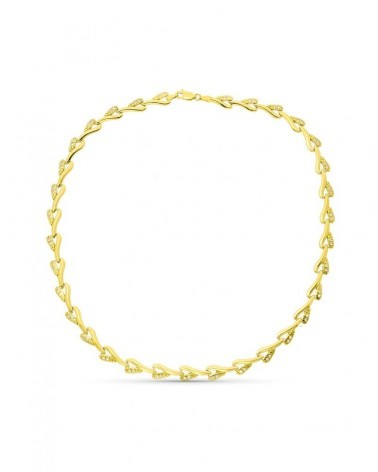 Gargantilla oro 18k amarillo diseño ondulado con circonitas