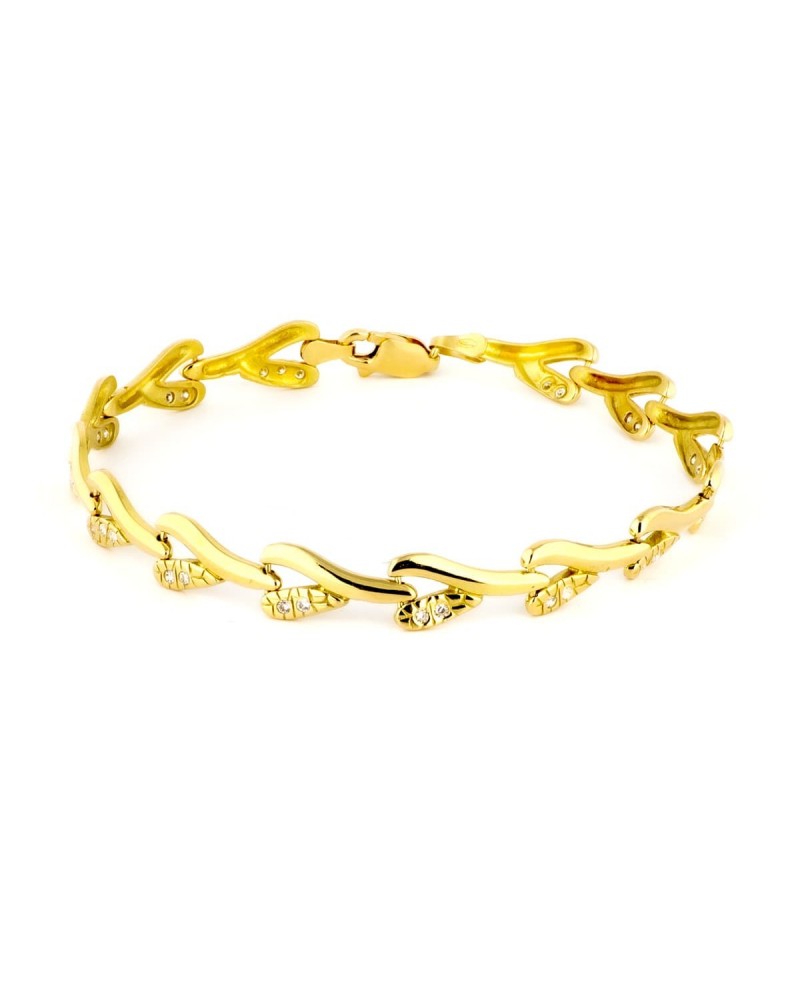Pulsera oro 18k amarillo hojas circonitas 10,1g