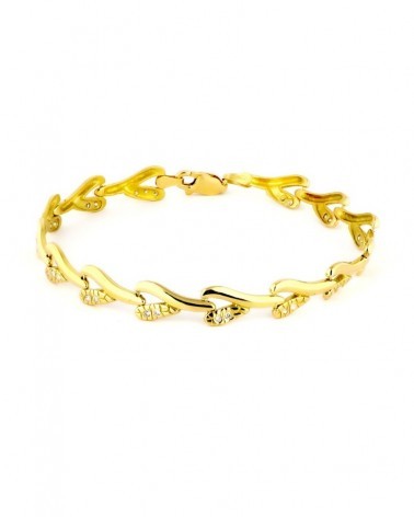 Pulsera oro 18k amarillo hojas circonitas 10,1g