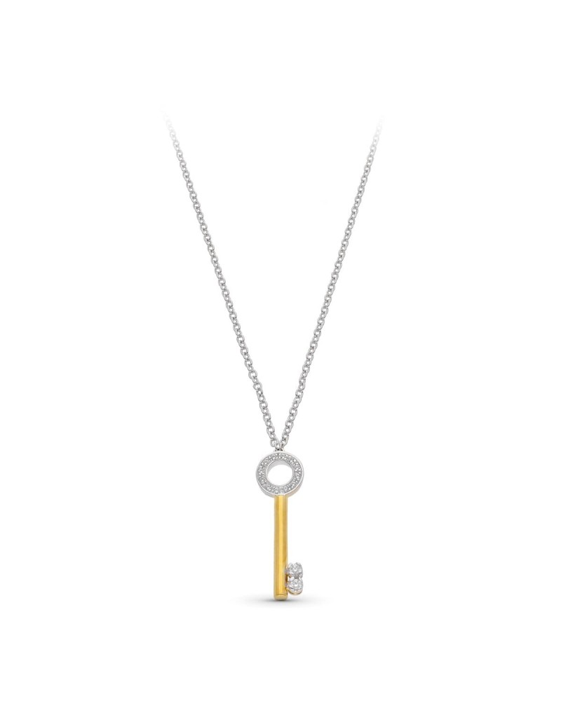 Gargantilla oro 18k bicolor llave circonitas
