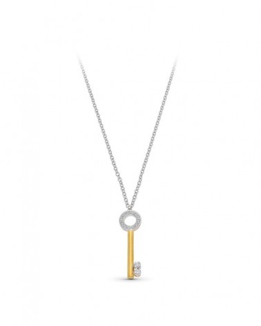 Gargantilla oro 18k bicolor llave circonitas