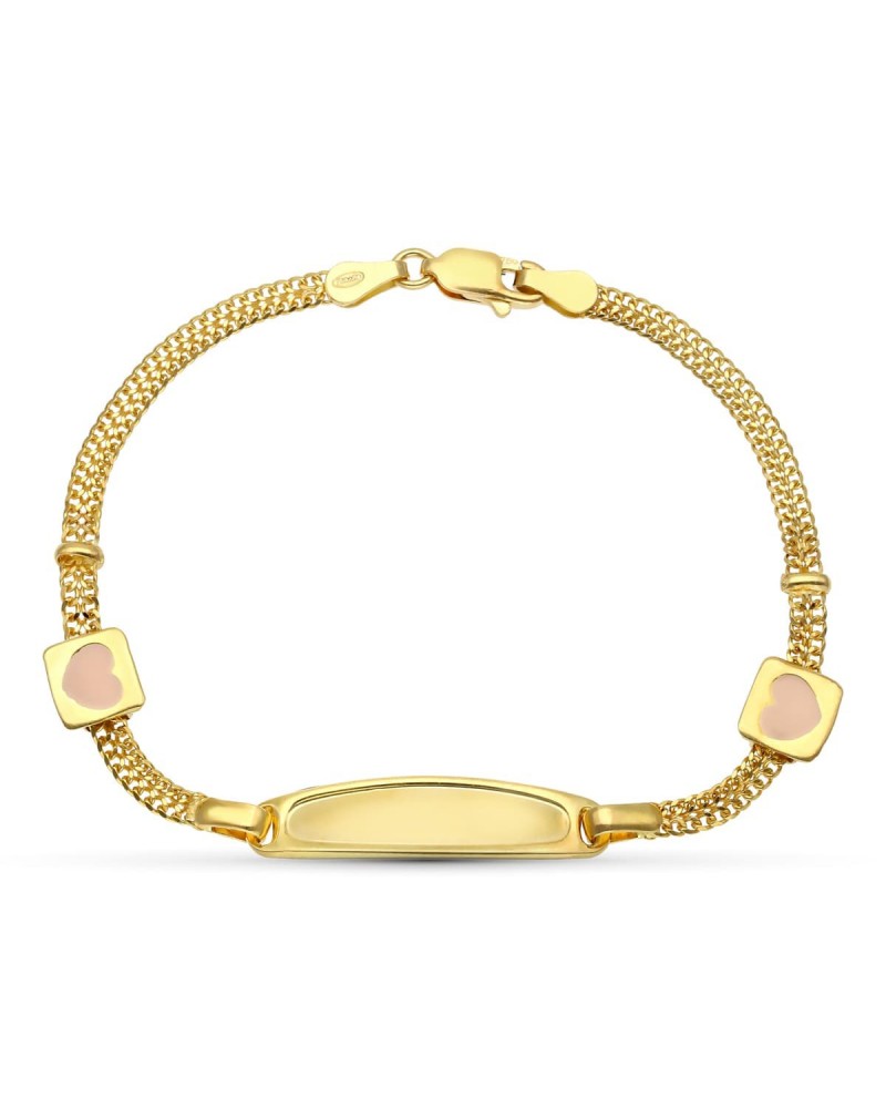 Esclava oro 18k amarillo corazones esmalte 17,5cm