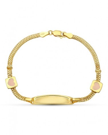 Esclava oro 18k amarillo corazones esmalte 17,5cm