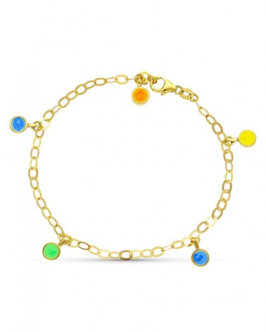 Pulsera oro 18k amarillo colgantes colores 18cm