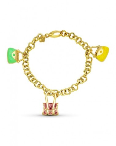 Pulsera oro 18k amarillo charms esmaltados