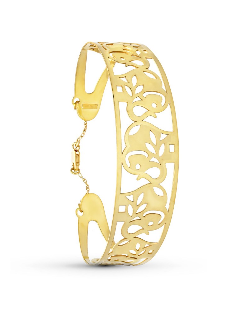 Pulsera rígida oro amarillo 18k elefantes 20mm