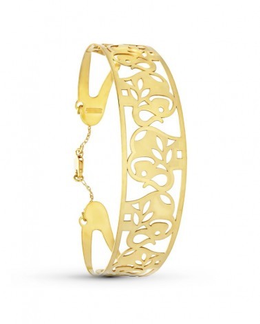 Pulsera rígida oro amarillo 18k elefantes 20mm