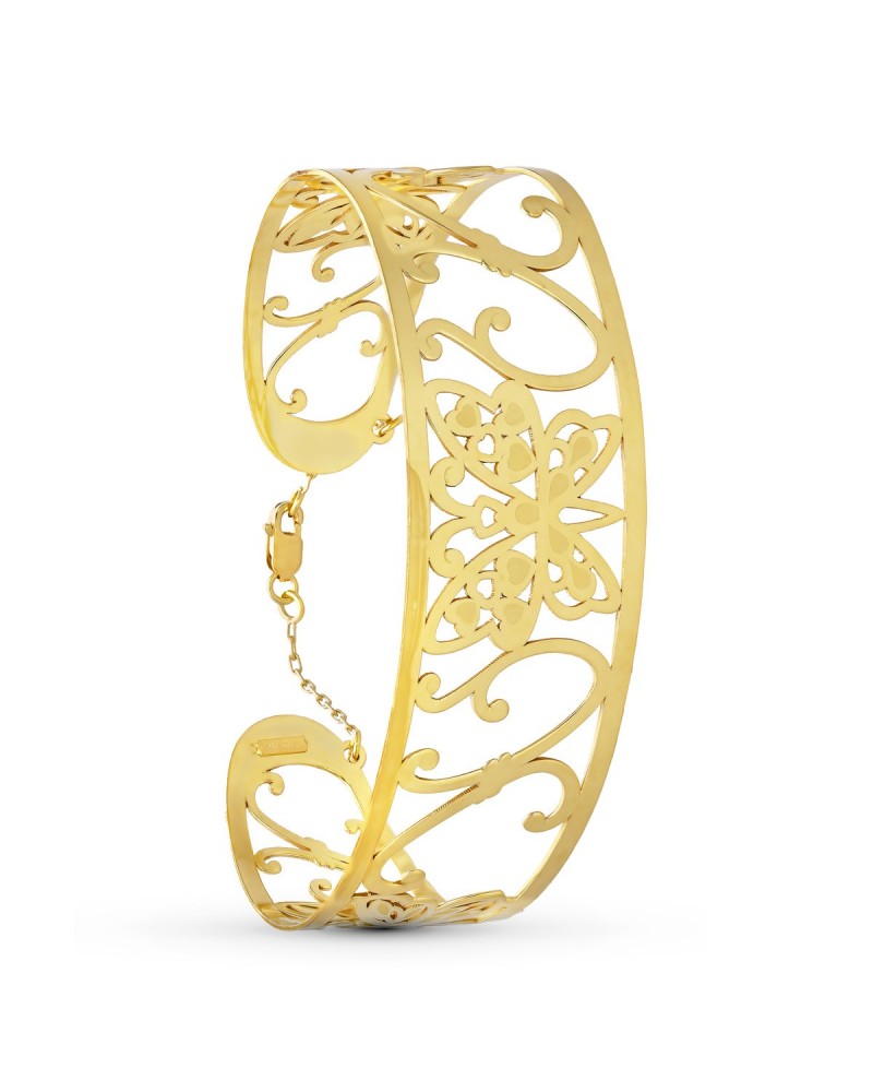 Pulsera oro 18k mariposa calada cierre mosquetón