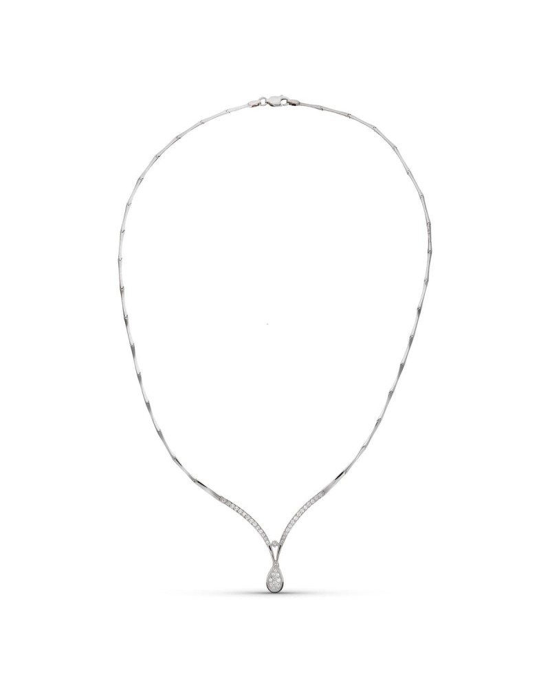 Gargantilla oro blanco 18k circonita motivo gota