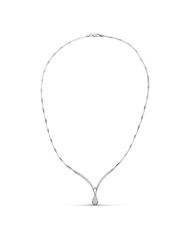Gargantilla oro blanco 18k circonita motivo gota