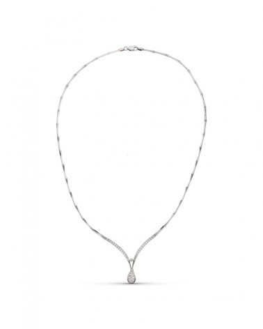 Gargantilla oro blanco 18k circonita motivo gota