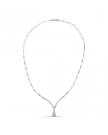 Gargantilla oro blanco 18k circonita motivo gota