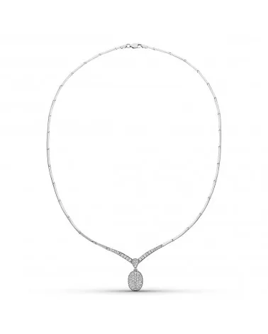 Gargantilla oro blanco 18k motivo oval circonitas