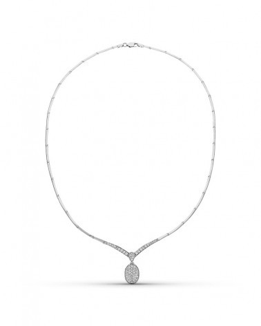 Gargantilla oro blanco 18k motivo oval circonitas