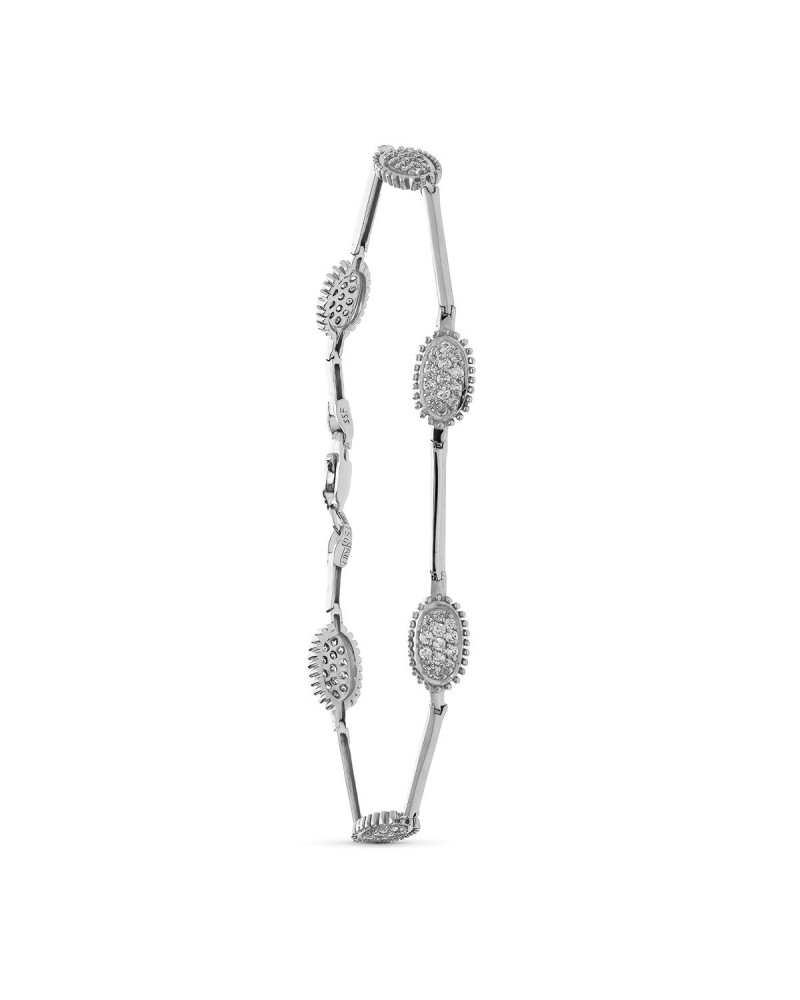 Pulsera oro blanco 18k ovalos circonita 19cm