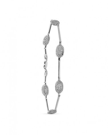 Pulsera oro blanco 18k ovalos circonita 19cm