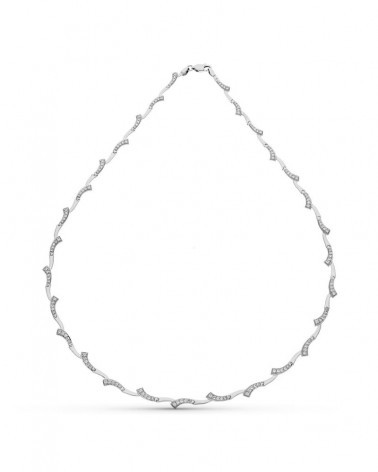 Gargantilla oro blanco 18k circonitas peso 14,8g