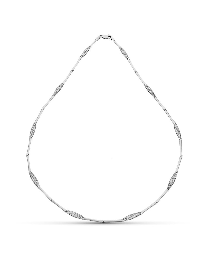 Gargantilla oro blanco 18k circonitas alternadas