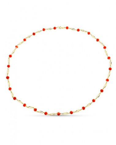 Gargantilla oro 18k coral japonés 60cm