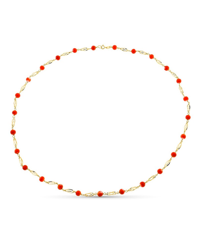 Gargantilla oro 18k coral japonés 60cm