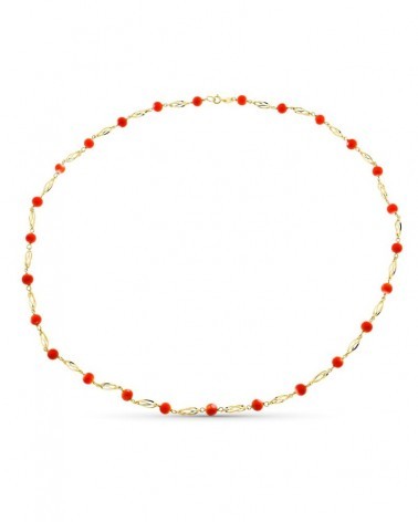 Gargantilla oro 18k coral japonés 60cm