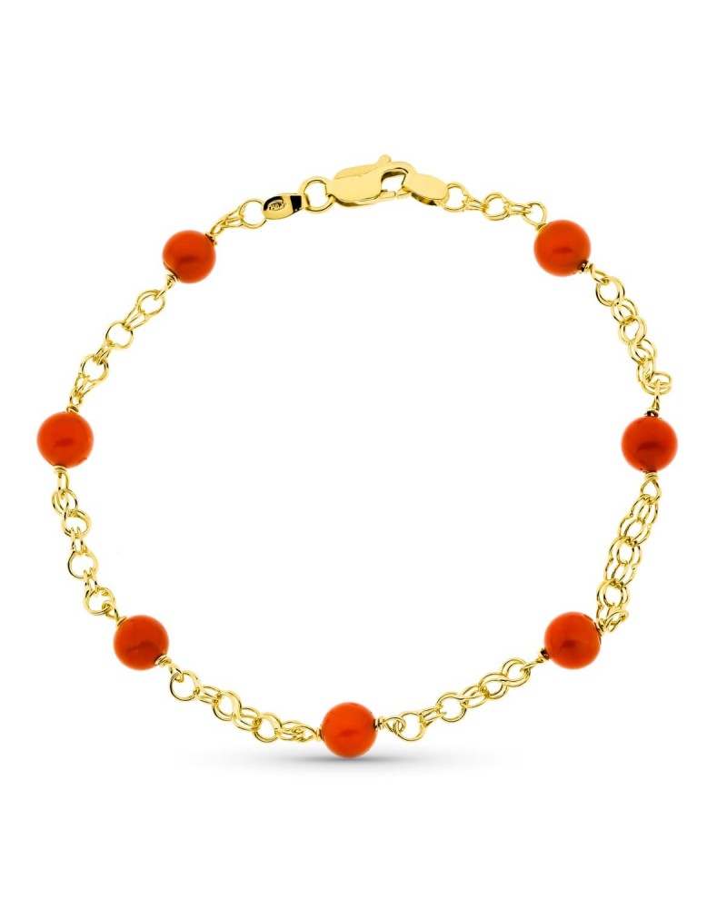 Pulsera oro 18k coral natural de Cerdeña 20cm