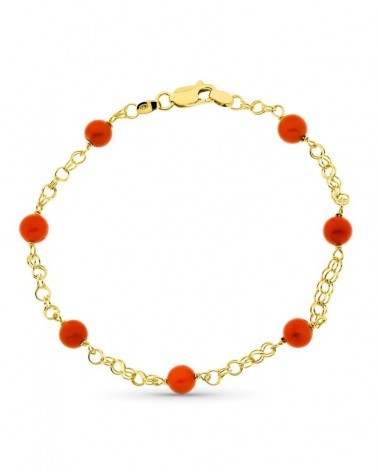 Pulsera oro 18k coral natural de Cerdeña 20cm