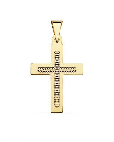 Cruz oro 18k amarillo tallada 34x22mm