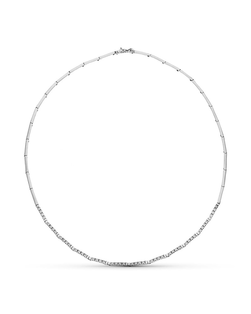 Gargantilla oro blanco 18k circonitas 45cm