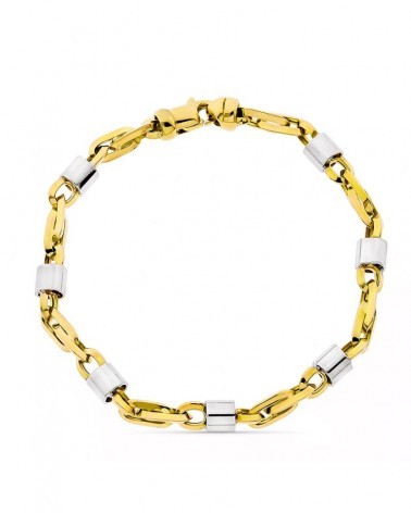 Pulsera oro 18k bicolor eslabones 5mm 19,5cm