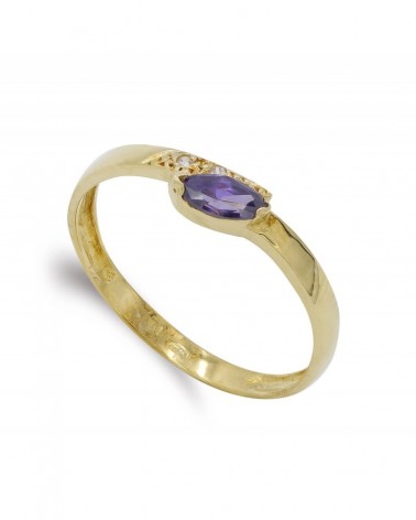 Sortija oro 18k amarillo amatista circonitas 6,5mm