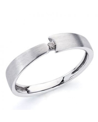 Sortija oro blanco 18k diamante talla brillante 0,05ct