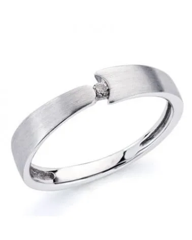 Sortija oro blanco 18k diamante talla brillante 0,05ct