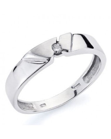 Sortija oro blanco 18k diamante talla brillante