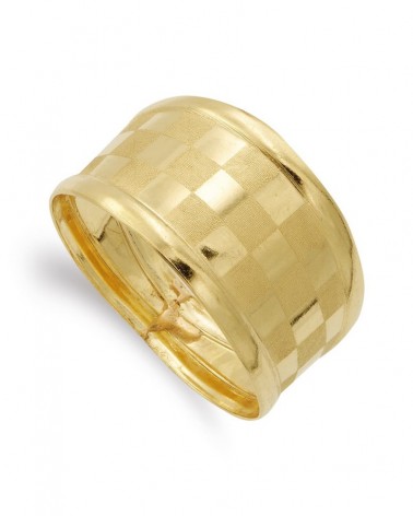 Sortija oro amarillo 18k motivos cuadrados mate brillo 11mm