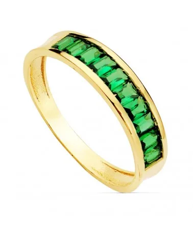 Anillo oro 18k amarillo circonitas verdes baguette