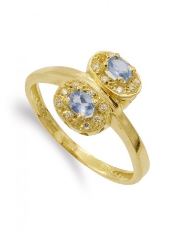 Sortija oro 18k amarillo óvalos circonita 13x9mm