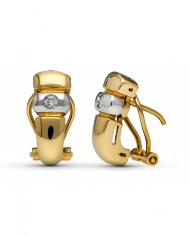 Pendientes oro 18k diamantes cierre omega 14x6mm